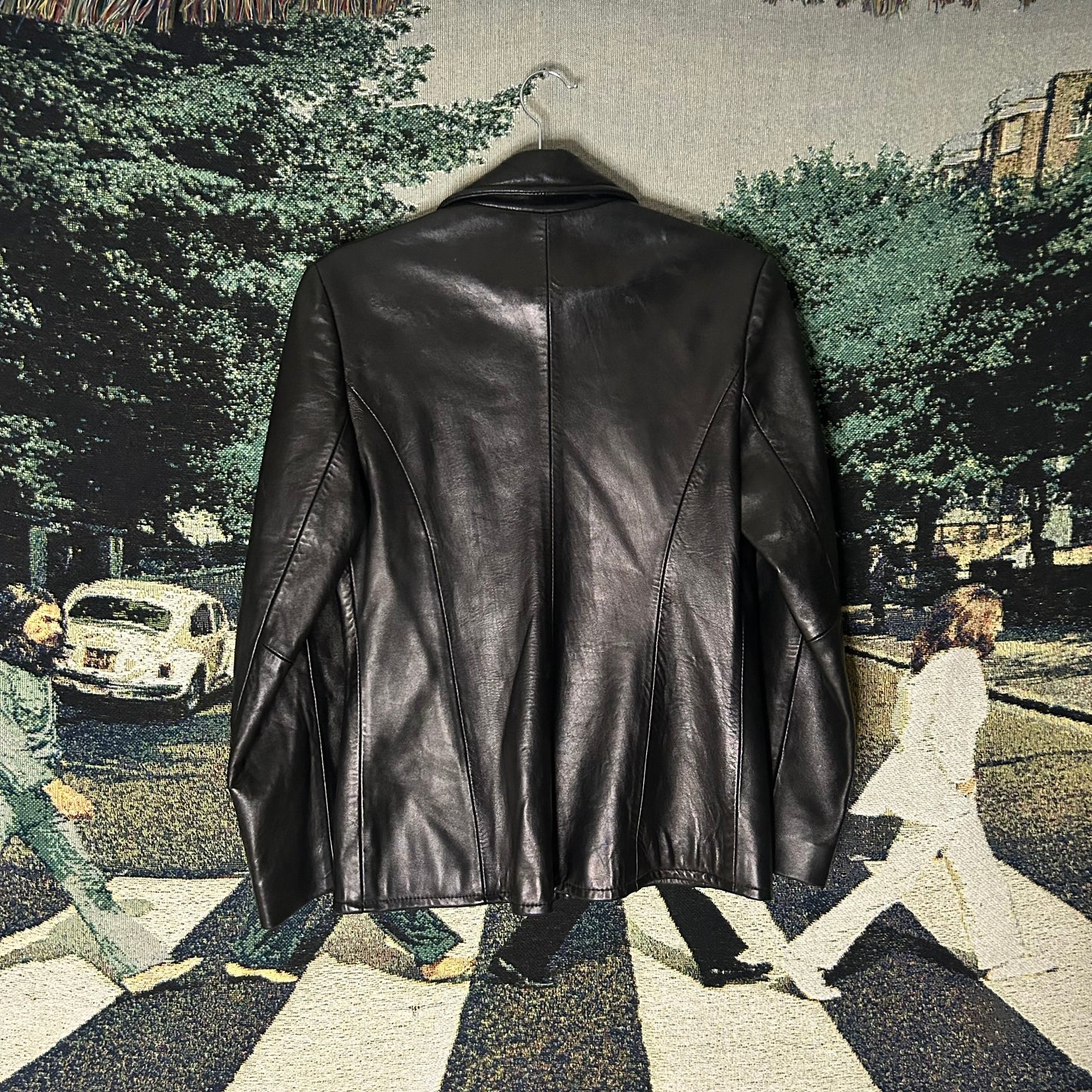 Collared Leather Jacket Wmns