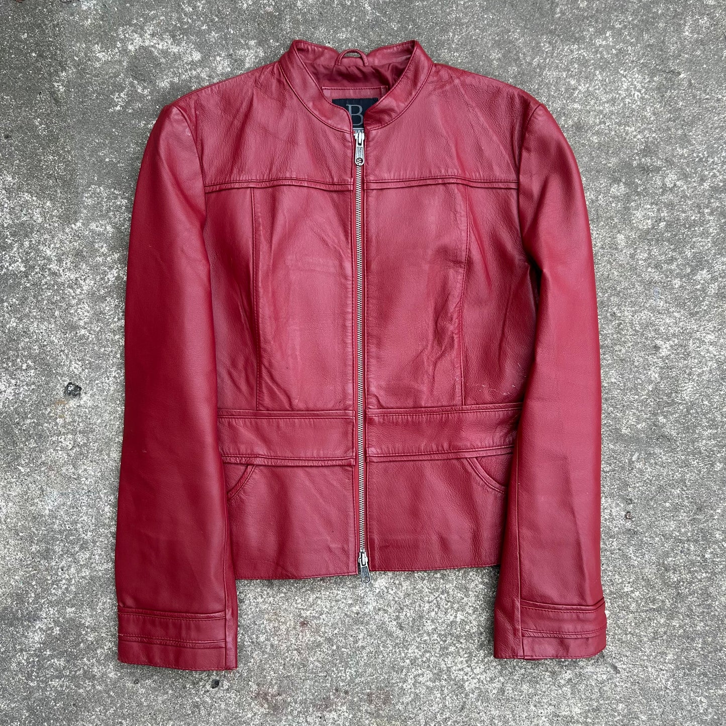 Blood Red Genuine Leather Coat