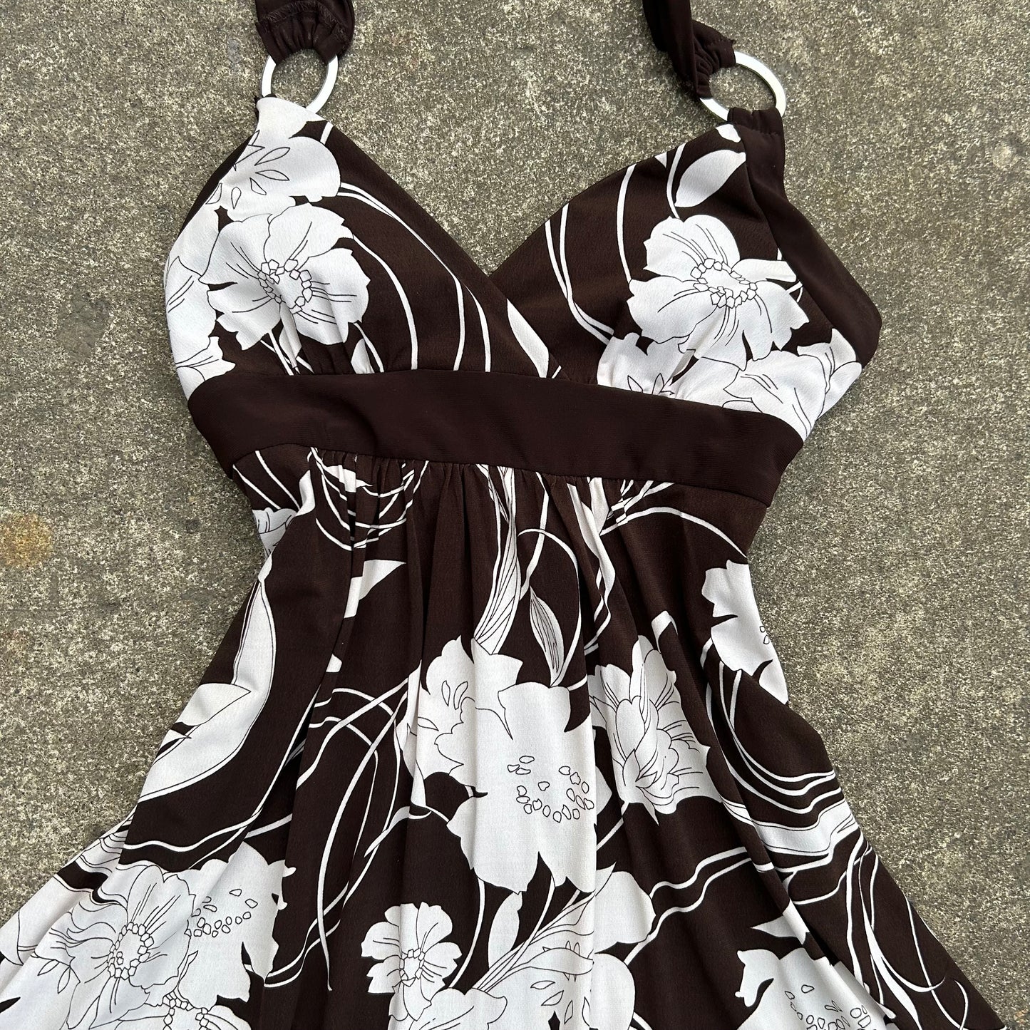 Floral Dress Brown & White
