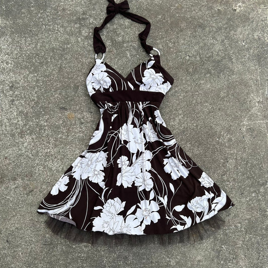Floral Dress Brown & White
